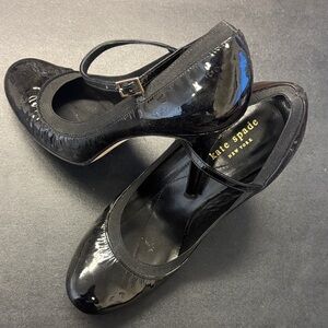 Kate Spade Glossy Black Mary Jane Heels - 7.5